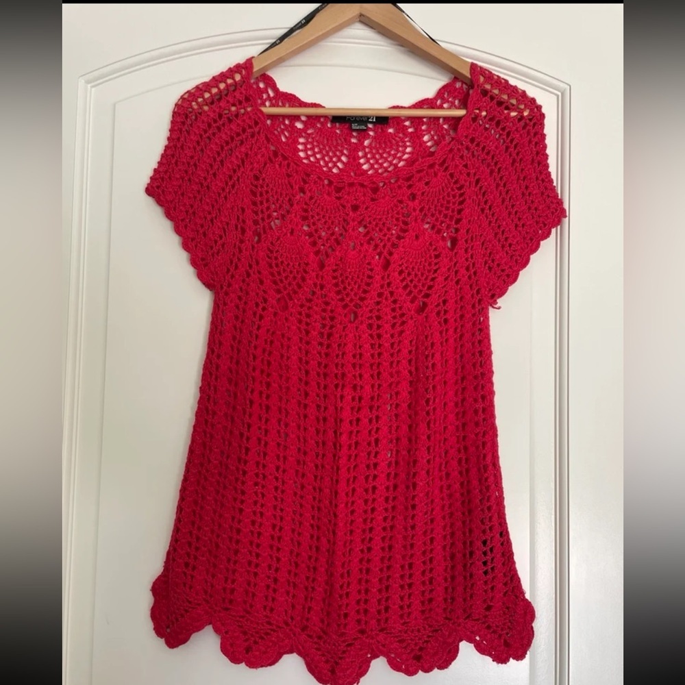 Forever 21 Vibrant Red Knit Top